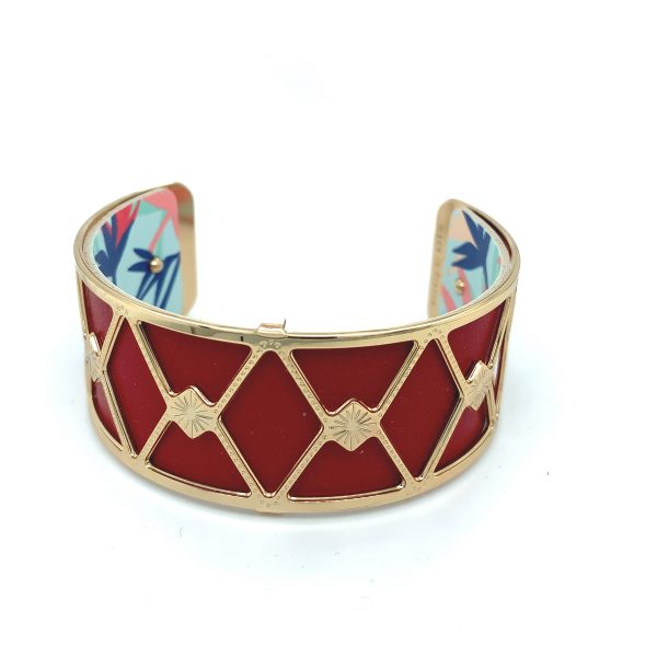 Les Georgettes armring 25mm Gull- Blomster/Rød - Bilde 2