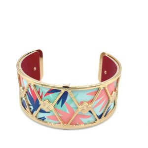 Les Georgettes armring 25mm Gull- Blomster/Rød