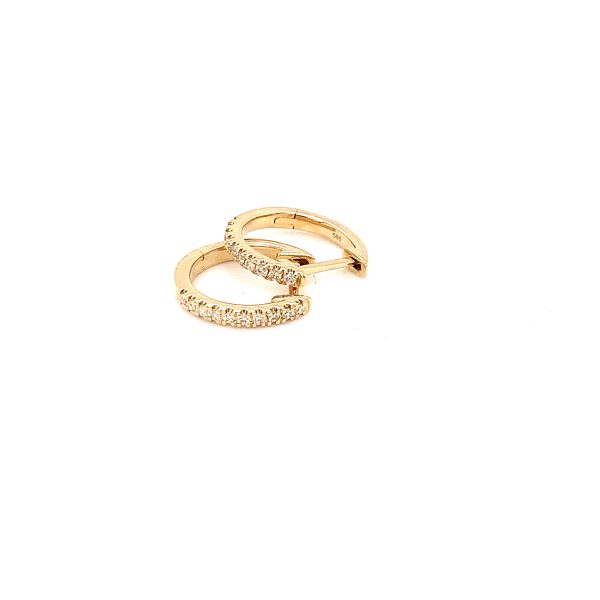 Gult gull øreringer m/ diamanter 0,10ct - Bilde 2