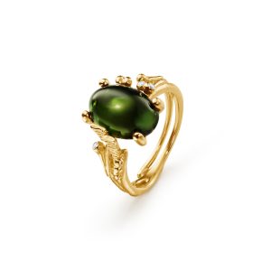 BoHo ring liten m/ grønn Turmalin
