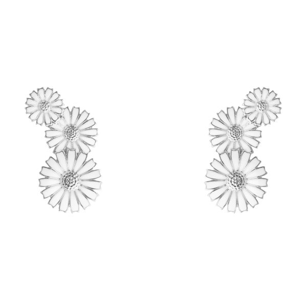 Daisy ørepynt 3 hvite blomster
