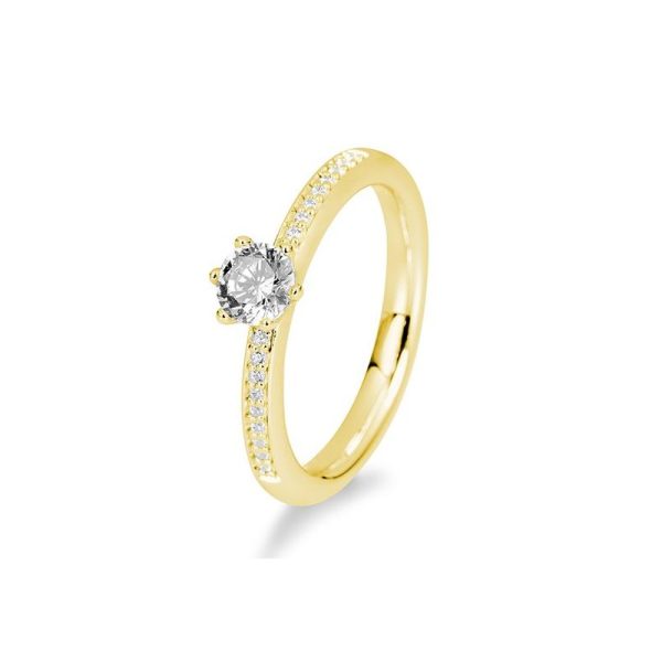 Gult gull enstensring m/ sidestener 0,17ct - 0,59ct flere varianter