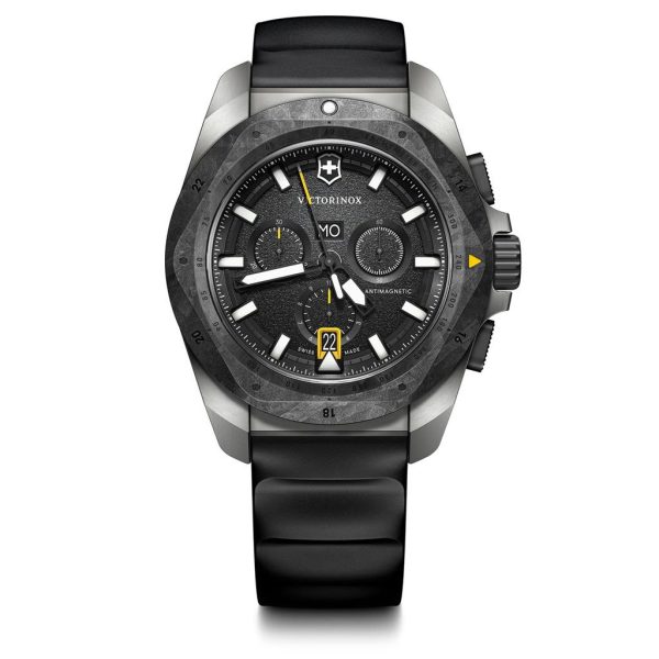 V242011 Inox Chronograph svart, titan og carbon m/ gummirem