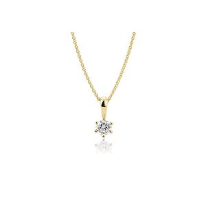 Gult gull enstens anheng m/ 0,15ct W Si