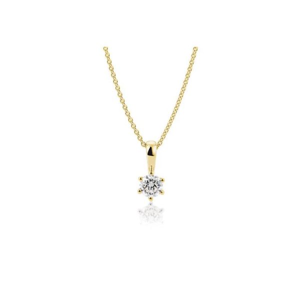 Gult gull enstens anheng m/ 0,15ct W Si
