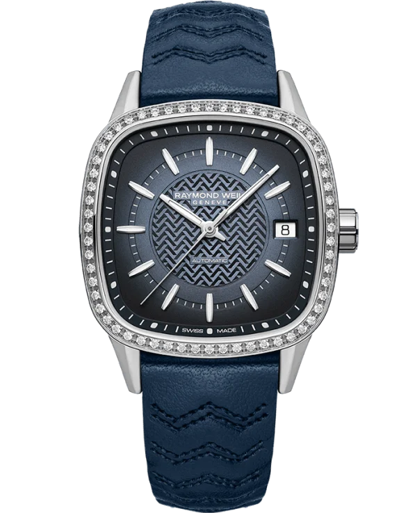 Raymond Weil Freelancer square - Blå m/ dia rem