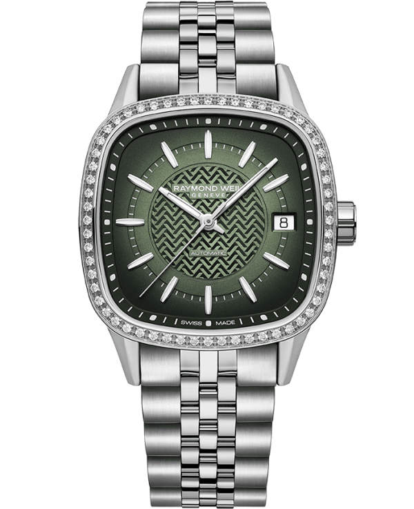 Raymond Weil Freelancer square - Grønn m/ dia lenke