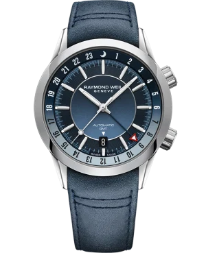 Freelancer GMT Blå m/ blå lær rem, 41mm