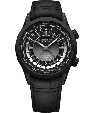 Freelancer GMT Svart PVD m/ svart lær rem, 41mm