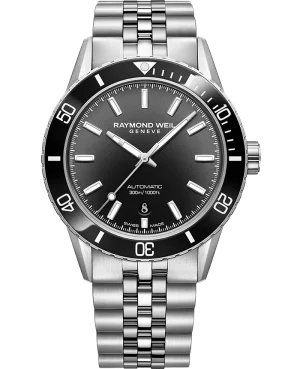 Raymond Weil Freelancer Diver Svart skive stållenke