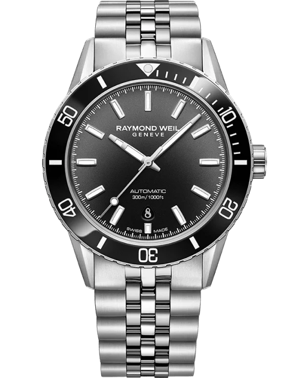 Raymond Weil Freelancer Diver Svart skive stållenke