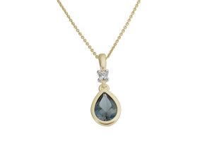 Gult gull anheng m/ London Blue Topaz