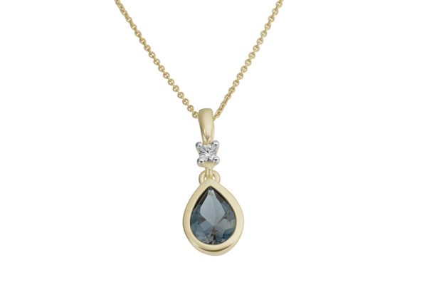 Gult gull anheng m/ London Blue Topaz