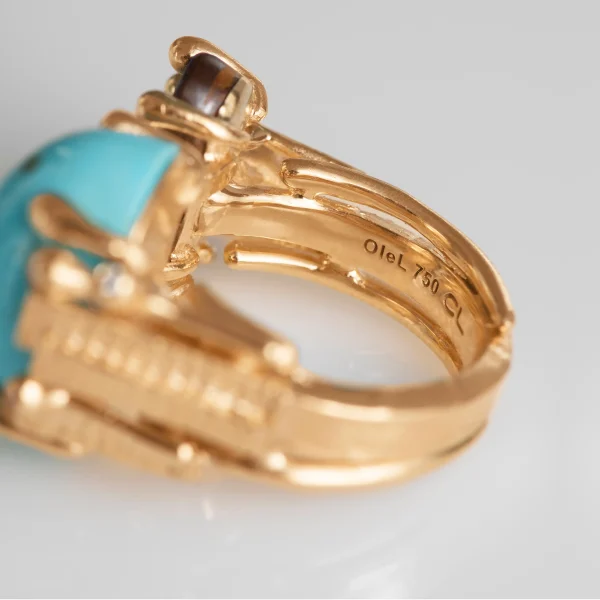Stor BoHo ring dobbel med Turkis og mørk Opal - Bilde 4