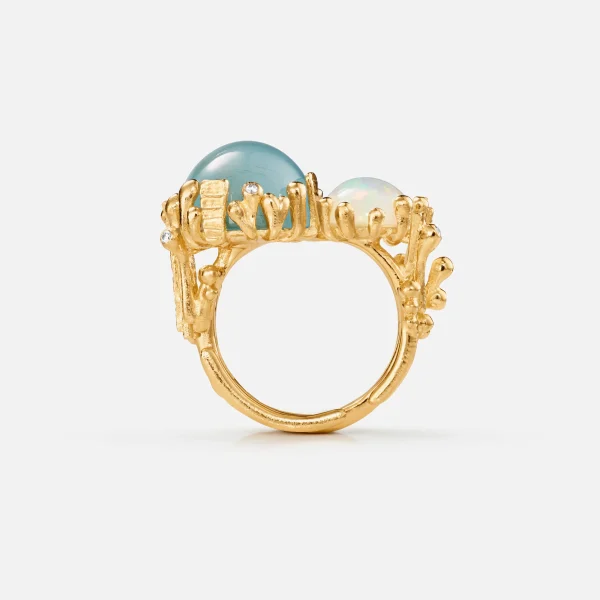 BoHo ring dobbel med Aquamarine og Opal - Bilde 6