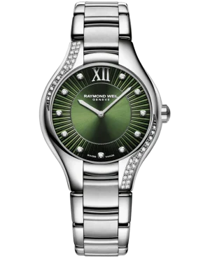 Noemia Ladies Quartz Stål Grønn urskive diamanter 32mm