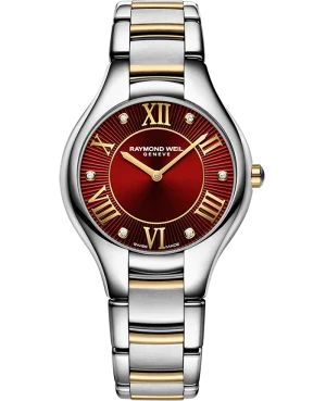 Noemia Ladies Quartz Two Tone m/ rød urskive og diamanter 32mm