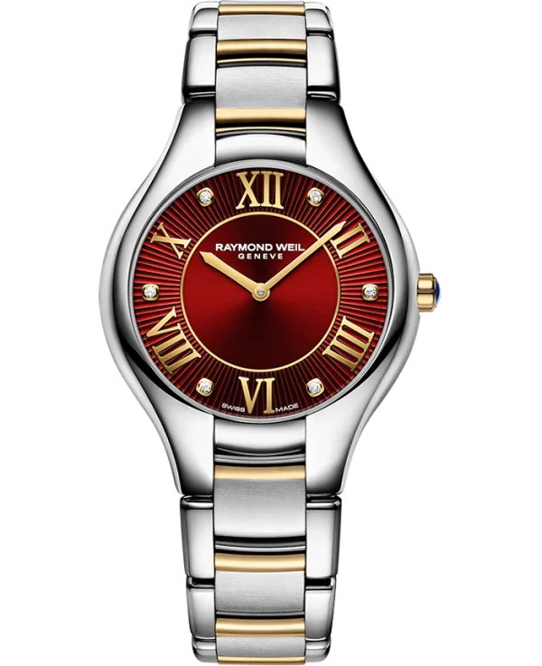 Noemia Ladies Quartz Two Tone m/ rød urskive og diamanter 32mm