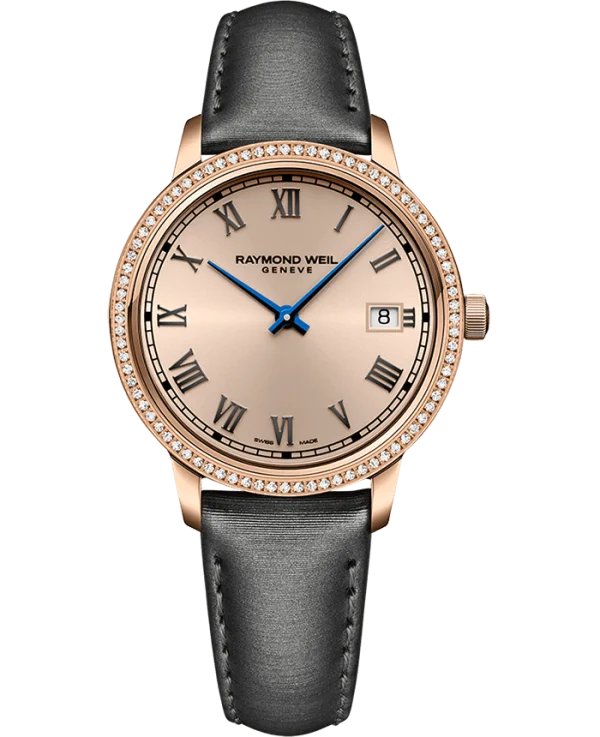 Toccata Dame Rose´ 34mm  m/ romertall. Diamantbezel. Rem