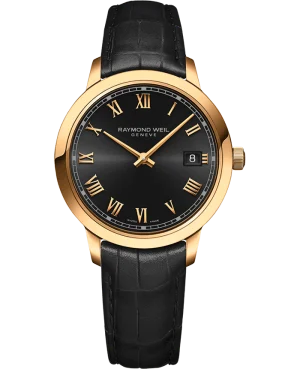 Toccata Dame PVD gullfarget´ 34mm  svart skive m/ romertall. Rem