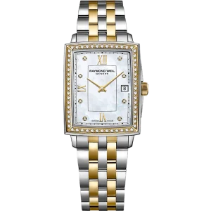 Toccata Dame Rectangular Two Tone PVD- Stål m/ perlemor urskive og diamantbezel