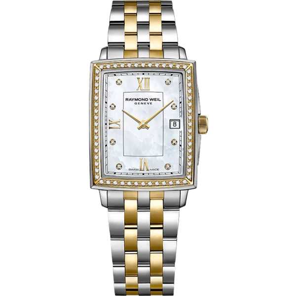Toccata Dame Rectangular Two Tone PVD- Stål m/ perlemor urskive og diamantbezel