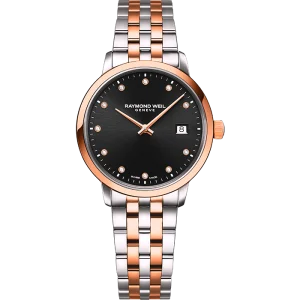 Toccata Dame Bicolour  Rose´29mm svart urskive og lenke.