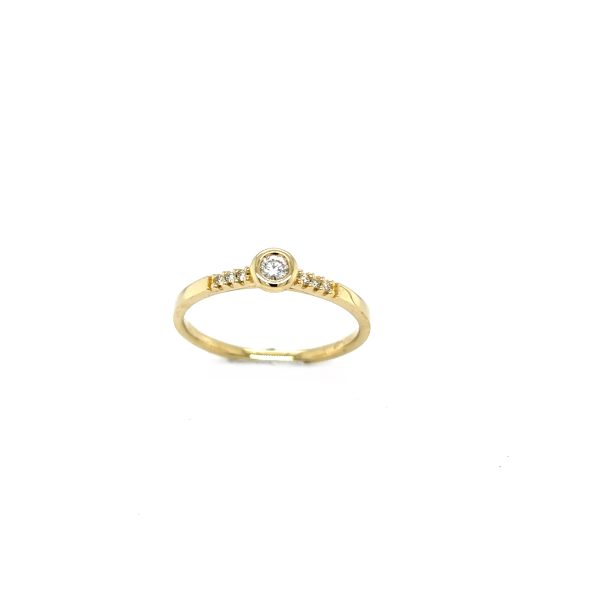 Gult Gull enstensring m/ sidestener totalt 0,10ct WSi - Bilde 3