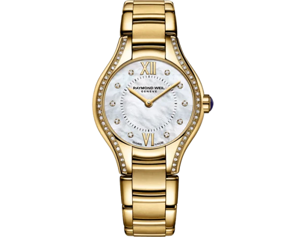 Noemia Ladies Quartz PVD gullfarget m/ Perlemor skive og diamantbezel 24mm