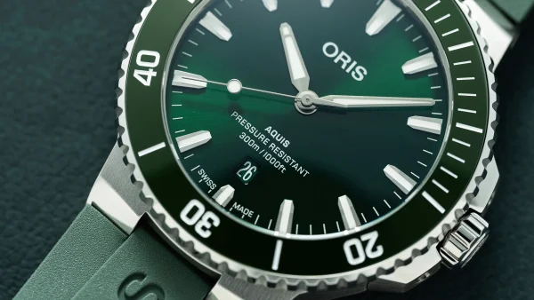 Oris Aquis Date 43,5mm - Grønn m/ gummirem - Bilde 6