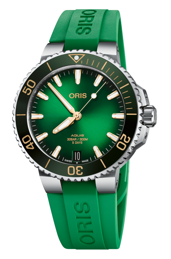 Aquis Date Caliber 400 Grønn/ Rose´41,5mm m/ gummirem