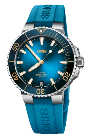 Aquis Date Caliber 400 Blå/ Rose´41,5mm m/ gummirem