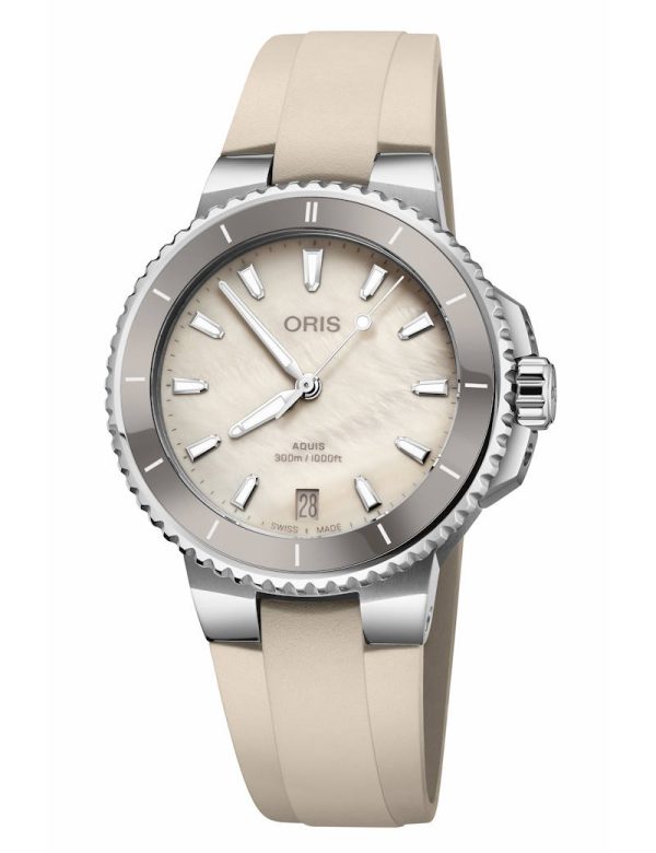 Oris Aquis Date 36,5mm - Perlemor m/ gummirem