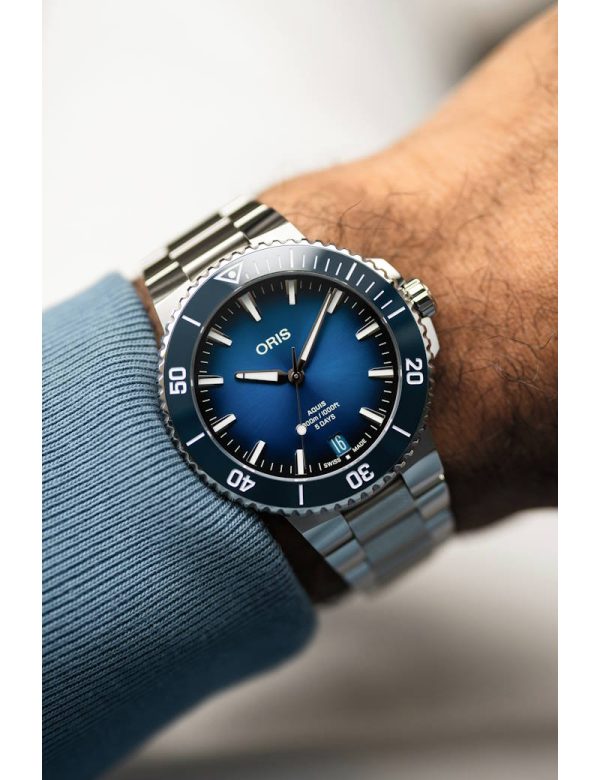 Aquis Date Caliber 400 Blå 43,5mm m/ lenke - Bilde 7