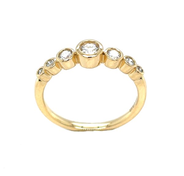 Gult gull ring m/ diamanter i sariefatning 0,40ct - Bilde 3