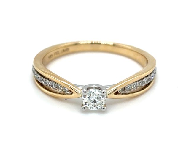 Gult gull enstensring m/ sidestener 0,20ct + 0,13ct - Bilde 3