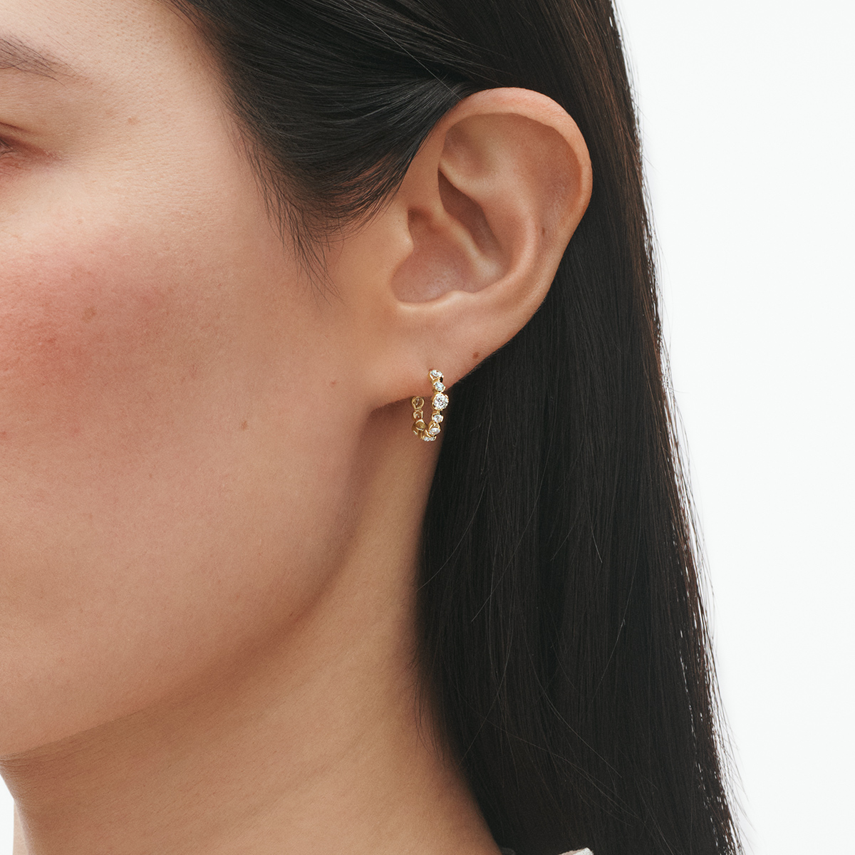 GJ Signature øreringer Hoop gult gull - Bilde 2