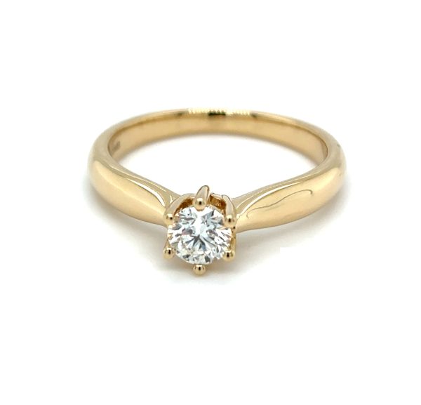 Gult gull enstens ring m/ diamant 0,35ct TW SI - Bilde 3