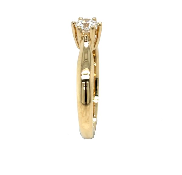 Gult gull enstens ring m/ diamant 0,35ct TW SI - Bilde 2