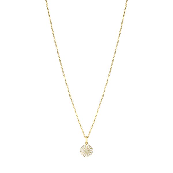 Daisy sølv forgylt anheng 11mm m/ diamanter