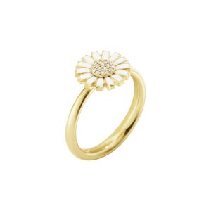 Daisy ring sølv forgylt 11mm m/ diamanter
