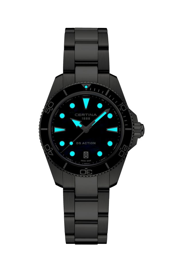 DS Action Quartz 34,5mm Blå perlemor- Svart bezel - Bilde 5