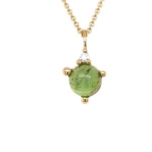 Stellini Medium anheng m/ Grønn Turmalin og diamant.