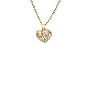18K gult gull hjerte m/ diamanter-champagne
