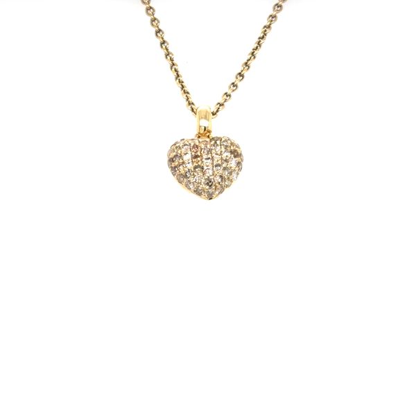 18K gult gull hjerte m/ diamanter-champagne