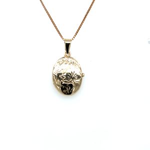Vintage - Gult gull medaljong 20x15mm