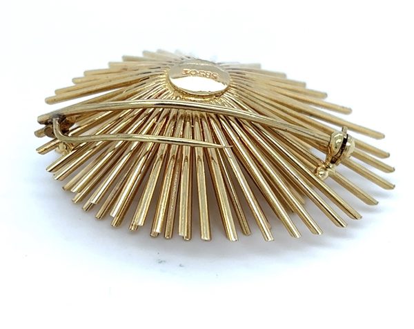 Vintage - Gult gull Brosje m/ perle og diamant - Bilde 4