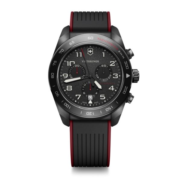 Swiss Army 42 PVD Chrono  - Svart m/  gummirem