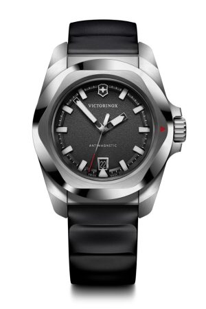 I.N.O.X. 41 Quartz svart skive m/ gummirem