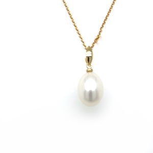 Gult gull perleanheng m/ dråpeformet perle